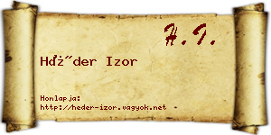 Héder Izor névjegykártya
